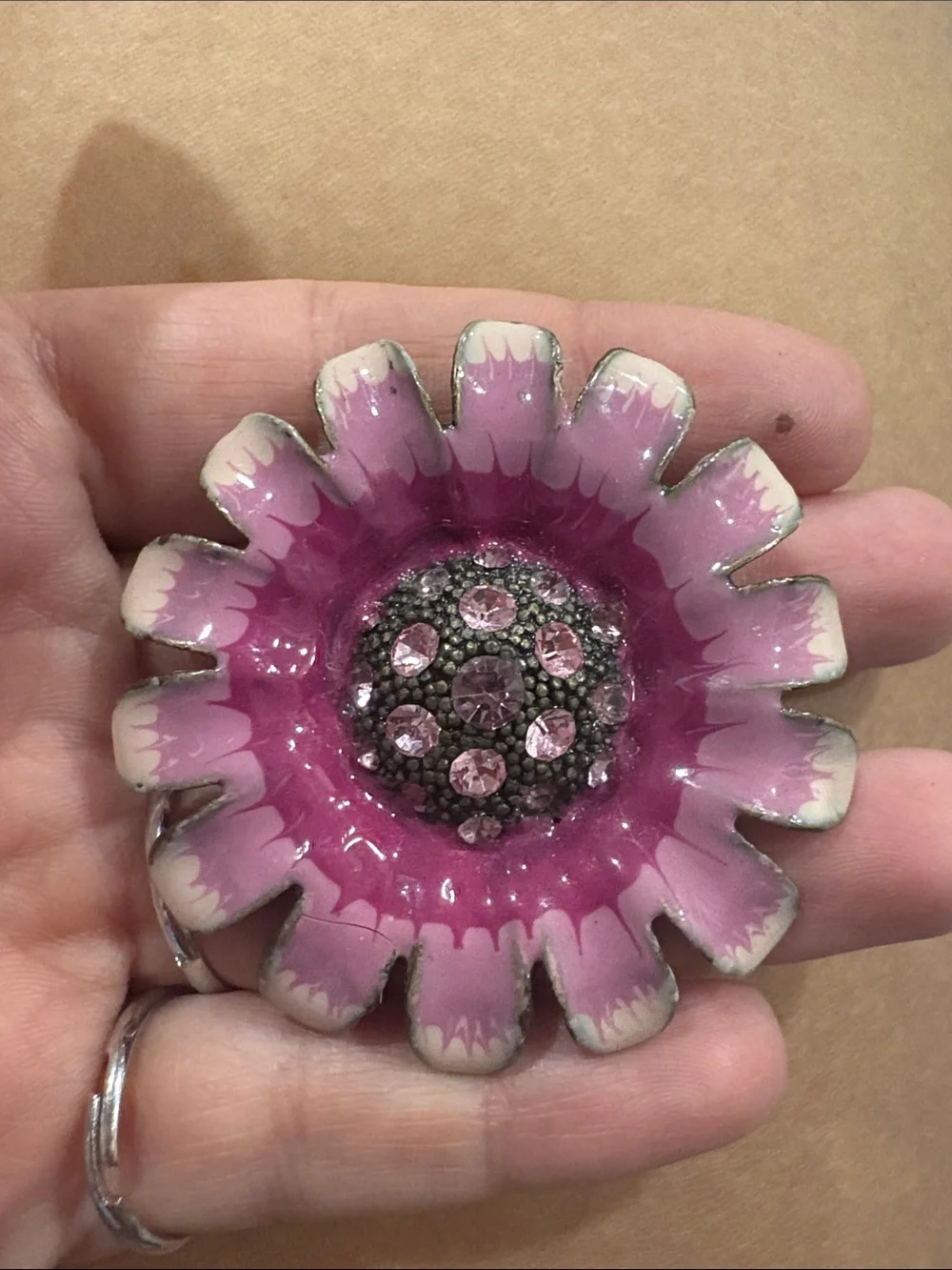 Pink Floral Crystal Statement Brooch
